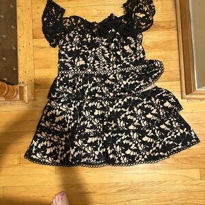 City Chic Black and Beige Lace Detail